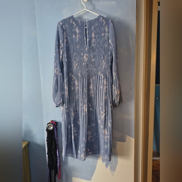 Wilfred Pleaded Daydreamer Chiffon Blue Floral Print Dress S - Picture 5 of 5